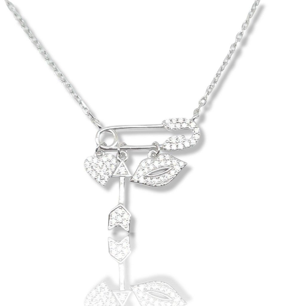 Platinum plated silver 925° necklace with white zircon (code NZB101480)